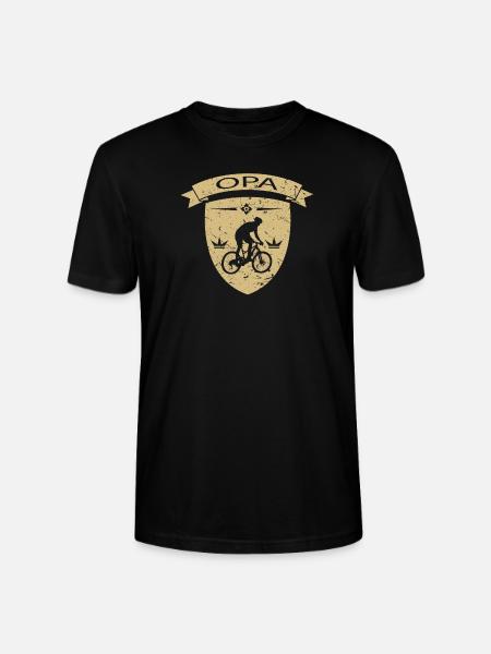 Opa Fahrrad Rentner Wappen gold - Stanley/Stella Unisex Bio-T-Shirt CRAFTER - Schwarz
