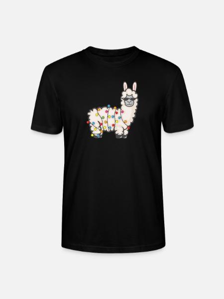 Party Lama with fairy lights - Stanley/Stella CRAFTER Unisex Organic T-Shirt - black