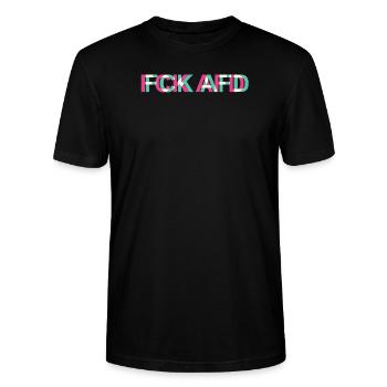 FCK AFD NZS Gegen Rassismus Faschismuss Glitch - Stanley/Stella Unisex Bio-T-Shirt CRAFTER - Schwarz - Vorne - Alina (178cm) & Michal (187cm)
