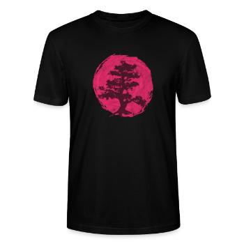 Bonsai Tree Arbre Soleil Levant Japon Cadeau - T-shirt bio CRAFTER Stanley Stella Unisexe - noir - Devant - Alina (178cm) & Michal (187cm)
