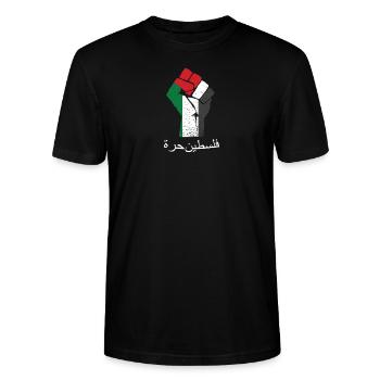 Free palestine (arabic) intifada - Stanley/Stella CRAFTER Unisex Organic T-Shirt - black - Front - Alina (178cm) & Michal (187cm)