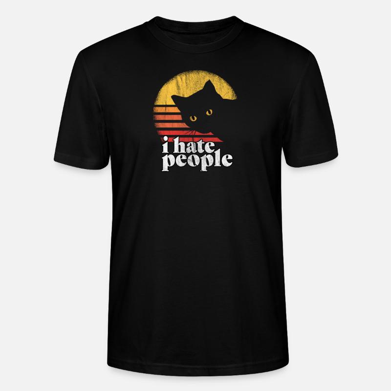 i hate people cat gift - Stanley/Stella CRAFTER Unisex Organic T-Shirt - black