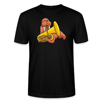 Joueur de tuba tuba cadeau drôle - T-shirt bio CRAFTER Stanley Stella Unisexe - noir - Devant - Alina (178cm) & Michal (187cm)