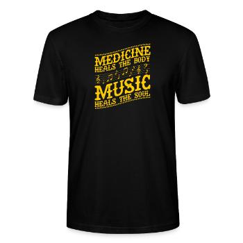 Medizin heilt den Körper Musik heilt die Seelenmusik - Stanley/Stella Unisex Bio-T-Shirt CRAFTER - Schwarz - Vorne - Alina (178cm) & Michal (187cm)