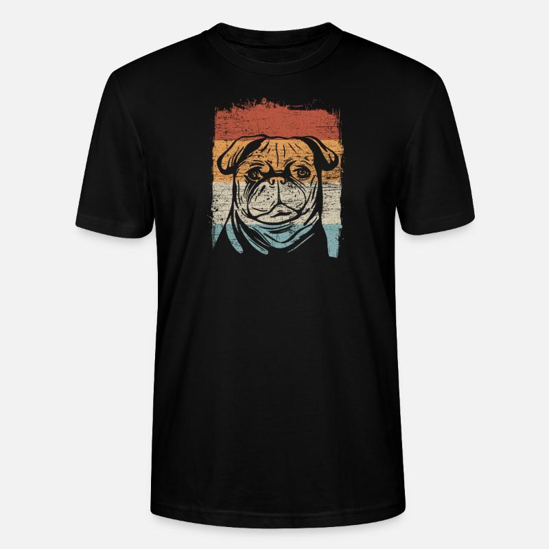 Pug pug retro - Stanley/Stella CRAFTER Unisex Organic T-Shirt - black