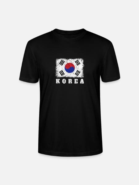 South Korea Flag - Stanley/Stella CRAFTER Unisex Organic T-Shirt - black
