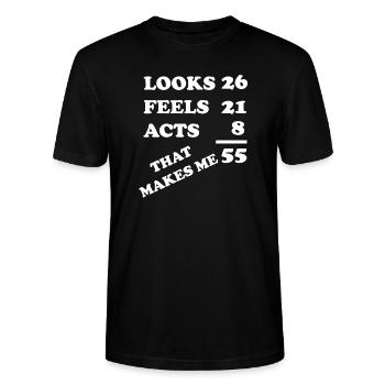 55. Geburtstag - THAT MAKES ME 55 - Stanley/Stella Unisex Bio-T-Shirt CRAFTER - Schwarz - Vorne - Alina (178cm) & Michal (187cm)