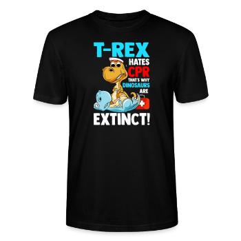 Krankenschwester Krankenhaus Dinosaurier lustig - Stanley/Stella Unisex Bio-T-Shirt CRAFTER - Schwarz - Vorne - Alina (178cm) & Michal (187cm)