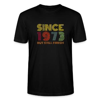 1973 Born in Retro - Stanley/Stella CRAFTER Unisex Organic T-Shirt - black - Front - Alina (178cm) & Michal (187cm)
