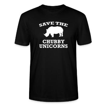 SAVE THE CHUBBY UNICORNS - Stanley/Stella Unisex Bio-T-Shirt CRAFTER - Schwarz - Vorne - Alina (178cm) & Michal (187cm)