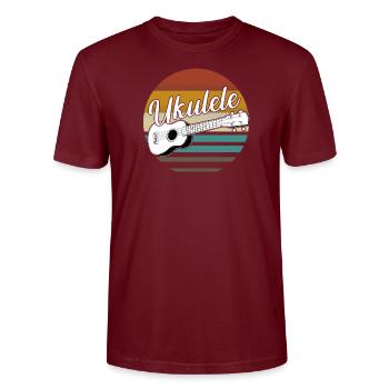 Ukulélé pour les joueurs d'Uke sur Hawaiian 70s - T-shirt bio CRAFTER Stanley Stella Unisexe - bordeaux - Devant - Alina (178cm) & Michal (187cm)