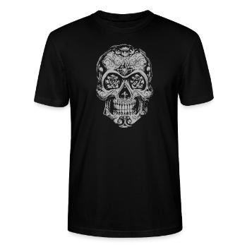 Skull skull skull head skeleton skull - Stanley/Stella CRAFTER Unisex Organic T-Shirt - black - Front - Alina (178cm) & Michal (187cm)
