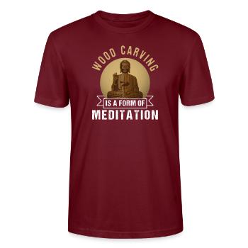 Wood carving meditation - Stanley/Stella CRAFTER Unisex Organic T-Shirt - burgundy - Front - Alina (178cm) & Michal (187cm)