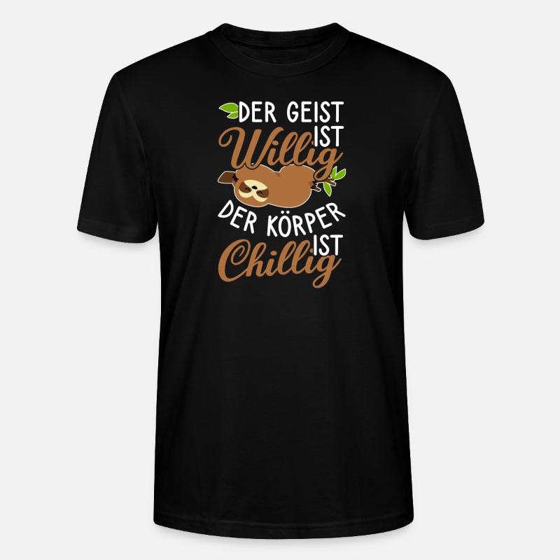 Faultier Chillig - Stanley/Stella Unisex Bio-T-Shirt CRAFTER - Schwarz