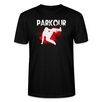 Parkour PK Freerunning Freerunner Tic Tac Ghettoga - T-shirt bio CRAFTER Stanley Stella Unisexe - noir - Devant - Alina (178cm) & Michal (187cm)