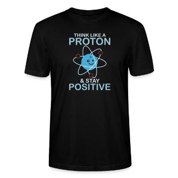 Think Like A Proton & Stay Positive Science Nerd - Stanley/Stella Unisex Bio-T-Shirt CRAFTER - Schwarz - Vorne - Alina (178cm) & Michal (187cm)