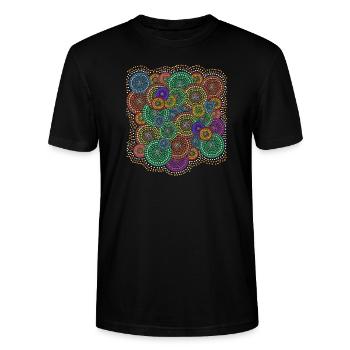 Motif d'art aborigène - T-shirt bio CRAFTER Stanley Stella Unisexe - noir - Devant - Alina (178cm) & Michal (187cm)