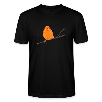 Kanarienvogel auf Zweig - Stanley/Stella Unisex Bio-T-Shirt CRAFTER - Schwarz - Vorne - Alina (178cm) & Michal (187cm)