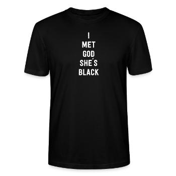 i met god she's black - Stanley/Stella Unisex Bio-T-Shirt CRAFTER - Schwarz - Vorne - Alina (178cm) & Michal (187cm)