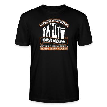 Funny Dad Grandad Gift design Woodworking Grandpa - Stanley/Stella CRAFTER Unisex Organic T-Shirt - black - Front - Alina (178cm) & Michal (187cm)