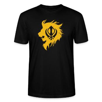 Khanda lion kaur - punjabi - sikhism sikh gift - Stanley/Stella CRAFTER Unisex Organic T-Shirt - black - Front - Alina (178cm) & Michal (187cm)