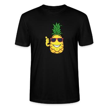 Pineapple - Stanley/Stella CRAFTER Unisex Organic T-Shirt - black - Front - Alina (178cm) & Michal (187cm)