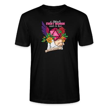 3 Words Woman Want To Hear Tabletop Advantage RPG - Stanley/Stella Unisex Bio-T-Shirt CRAFTER - Schwarz - Vorne - Alina (178cm) & Michal (187cm)