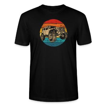 Off Road Geländewagen 4x4 Auto Retro vintage - Stanley/Stella Unisex Bio-T-Shirt CRAFTER - Schwarz - Vorne - Alina (178cm) & Michal (187cm)