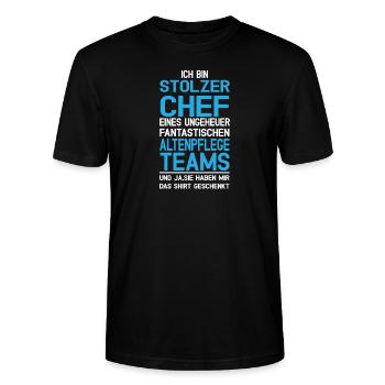Chef Altenpflege Pflegedienstleitung Pdl - Stanley/Stella Unisex Bio-T-Shirt CRAFTER - Schwarz - Vorne - Alina (178cm) & Michal (187cm)