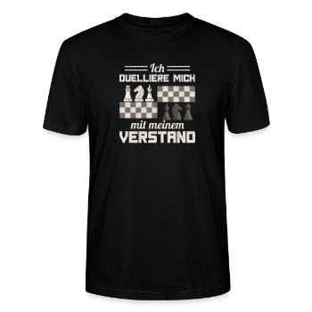 Schach Geschenk Schachspiel Duell Schachmatt - Stanley/Stella Unisex Bio-T-Shirt CRAFTER - Schwarz - Vorne - Alina (178cm) & Michal (187cm)