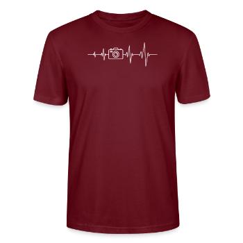 Camera Heartbeat Photographer - T-shirt bio CRAFTER Stanley Stella Unisexe - bordeaux - Devant - Alina (178cm) & Michal (187cm)