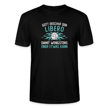 Volleyball Volleyballer Libero Geschenk - Stanley/Stella Unisex Bio-T-Shirt CRAFTER - Schwarz - Vorne - Alina (178cm) & Michal (187cm)