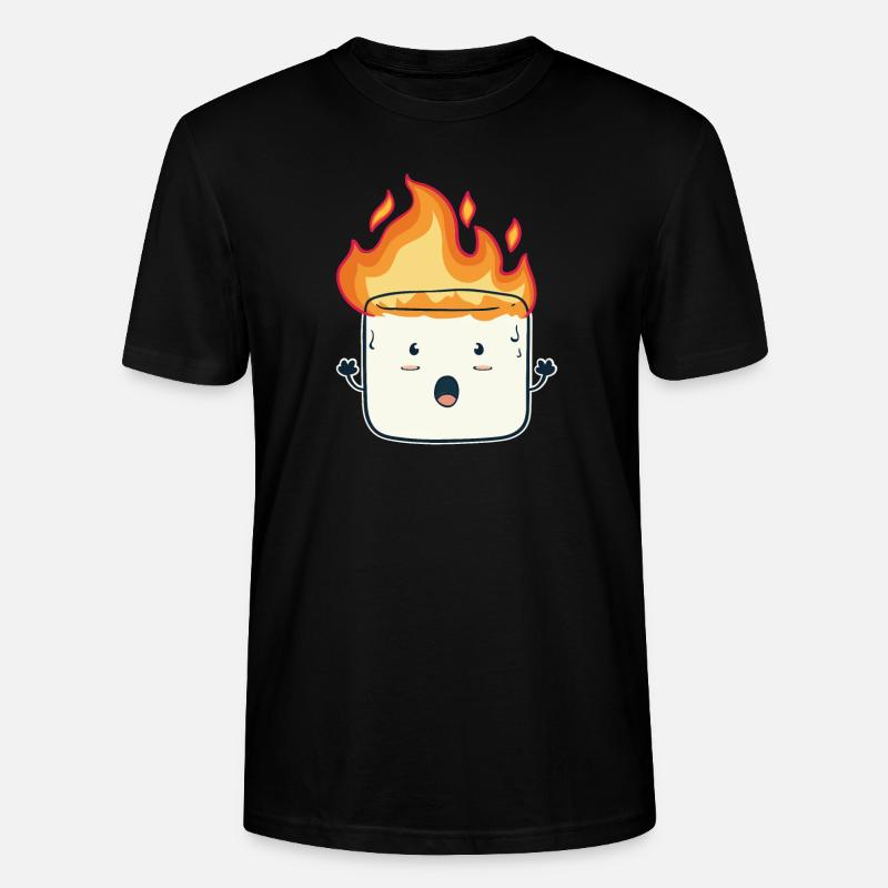 Funny Burning Marshmallow Camping Gift - Stanley/Stella CRAFTER Unisex Organic T-Shirt - black