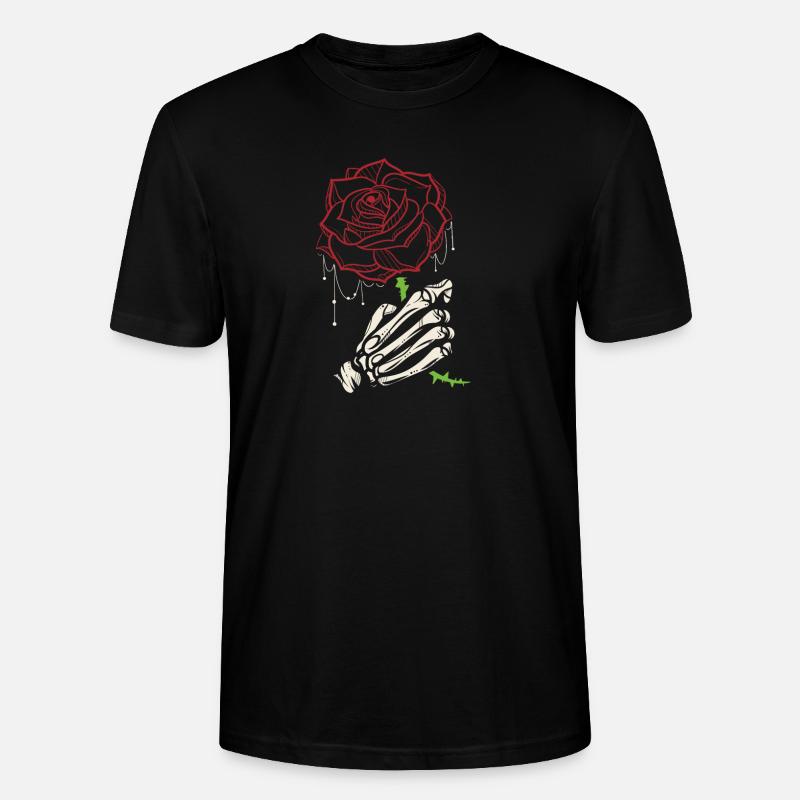 Skeleton Hand Red Rose Flower - T-shirt bio CRAFTER Stanley Stella Unisexe - noir