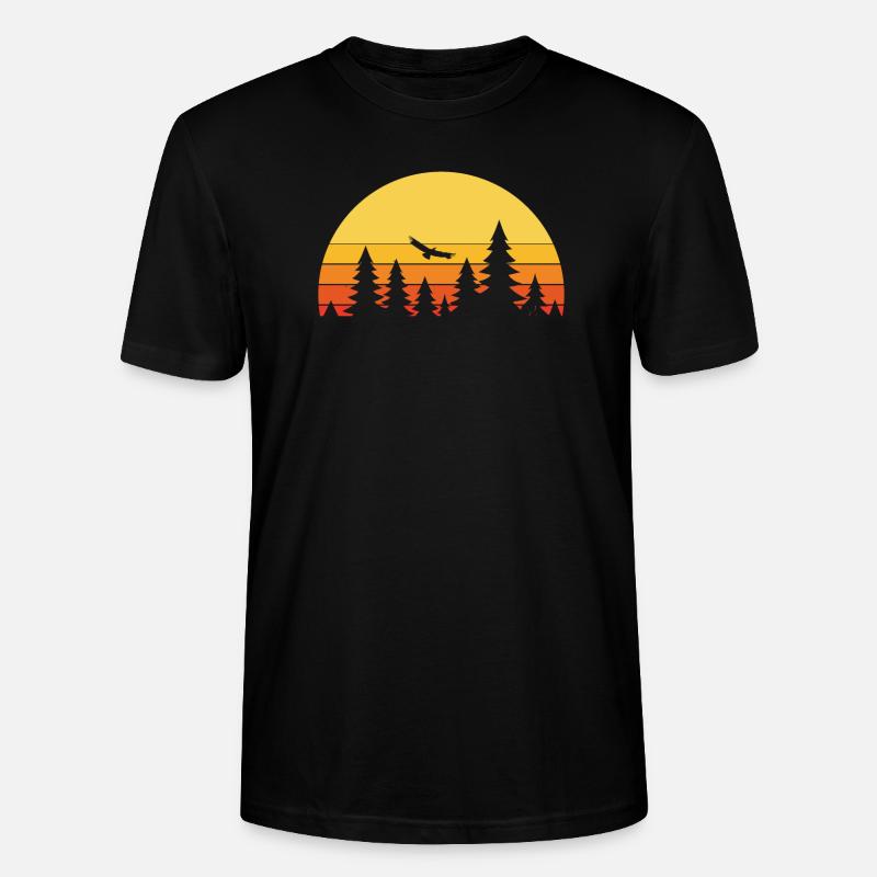 Wald Landschaft Retro - Stanley/Stella Unisex Bio-T-Shirt CRAFTER - Schwarz