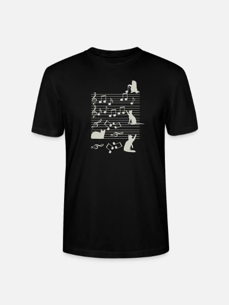 Cat Music Note - Stanley/Stella CRAFTER Unisex Organic T-Shirt - black