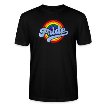 LGBT Gay Pride Retro Chemise arc-en-ciel - T-shirt bio CRAFTER Stanley Stella Unisexe - noir - Devant - Alina (178cm) & Michal (187cm)