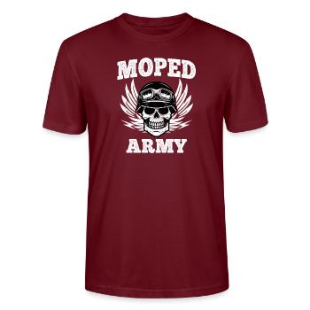 Mopedfahren Moped Mokick Mopedfahrer Geschenk - Stanley/Stella Unisex Bio-T-Shirt CRAFTER - Burgunderrot - Vorne - Alina (178cm) & Michal (187cm)
