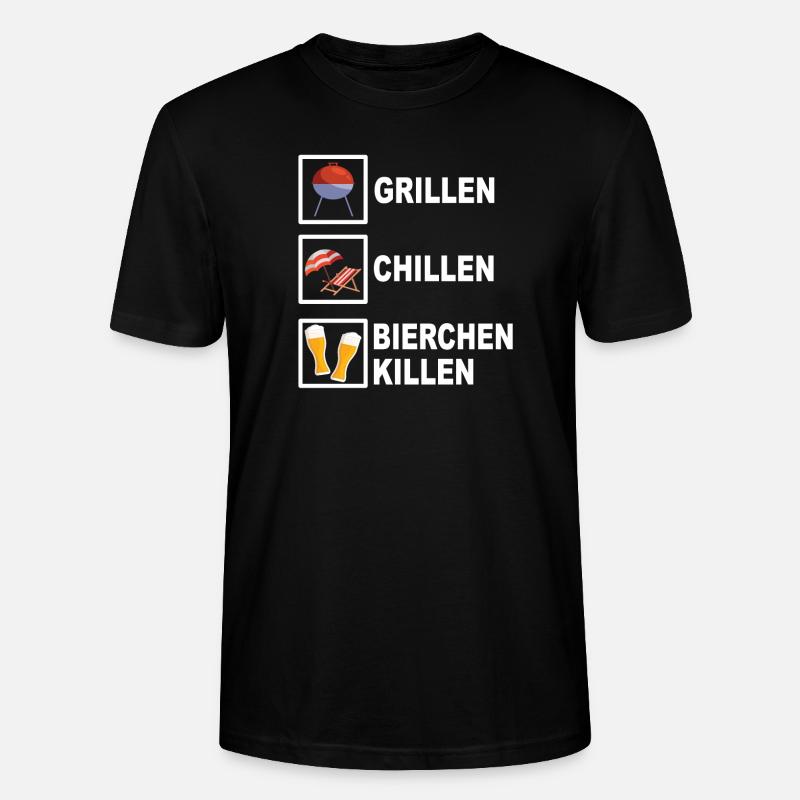 Grillen chillen Bierchen killen - Stanley/Stella Unisex Bio-T-Shirt CRAFTER - Schwarz