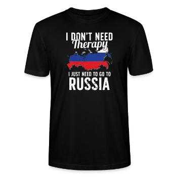 Russia flag I Russian Souvenirs - T-shirt bio CRAFTER Stanley Stella Unisexe - noir - Devant - Alina (178cm) & Michal (187cm)