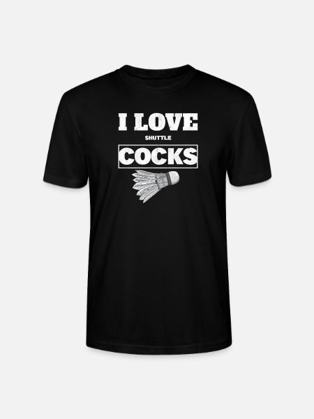 I Love Shuttlecocks Cocks Birdie Badminton - Stanley/Stella CRAFTER Unisex Organic T-Shirt - black