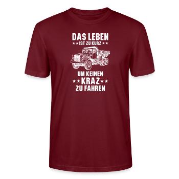 La vie est trop court KrAZ camionneur soviétique - T-shirt bio CRAFTER Stanley Stella Unisexe - bordeaux - Devant - Alina (178cm) & Michal (187cm)