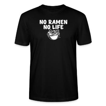 No Ramen No Life Japanische Ramen Nudeln Kawaii - Stanley/Stella Unisex Bio-T-Shirt CRAFTER - Schwarz - Vorne - Alina (178cm) & Michal (187cm)