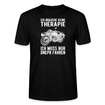 Therapie Dnepr Beiwagen Motorradgespann Motorrad - Stanley/Stella Unisex Bio-T-Shirt CRAFTER - Schwarz - Vorne - Alina (178cm) & Michal (187cm)