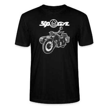 Ural Logo Beiwagen Motorradgespann Motorrad - Stanley/Stella Unisex Bio-T-Shirt CRAFTER - Schwarz - Vorne - Alina (178cm) & Michal (187cm)