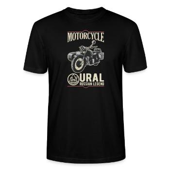 Motorcycle Ural Russian Legend Beiwagen - Stanley/Stella Unisex Bio-T-Shirt CRAFTER - Schwarz - Vorne - Alina (178cm) & Michal (187cm)
