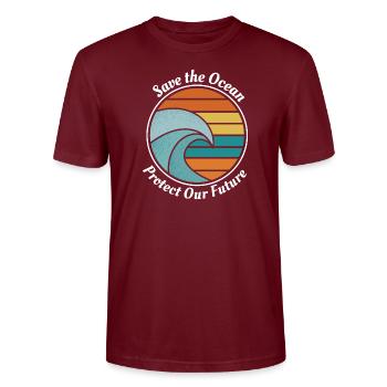 Save the Ocean - Stanley/Stella Unisex Bio-T-Shirt CRAFTER - Burgunderrot - Vorne - Alina (178cm) & Michal (187cm)