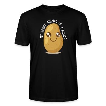 Kawaii Potatis I Potatis Älskare I Mitt Ande Djur - Ekologisk T-shirt CRAFTER unisex från Stanley/Stella - svart - Fram - Alina (178cm) & Michal (187cm)