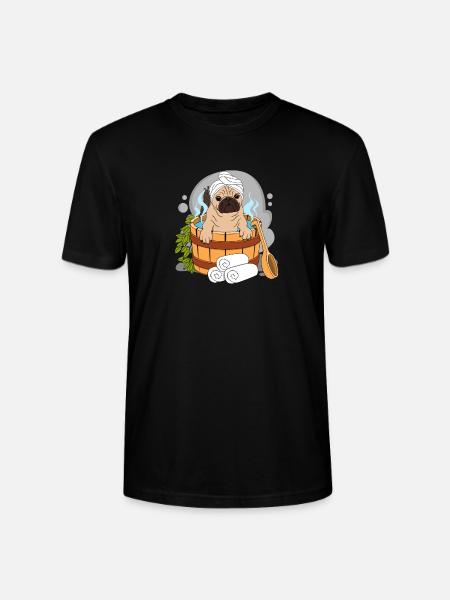 Pug Sauna Wellness - Stanley/Stella CRAFTER Unisex Organic T-Shirt - black