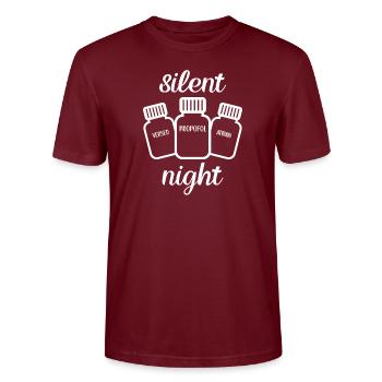 Silent Night Nurse - Stanley/Stella CRAFTER Unisex Organic T-Shirt - burgundy - Front - Alina (178cm) & Michal (187cm)